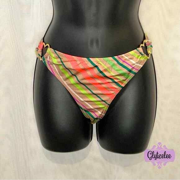 Victoria's Secret Hearts Champagne Multicolor Full Coverage Bikini Bottom Size M - Picture 1 of 7
